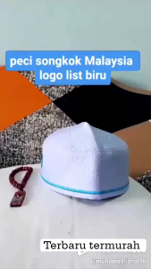 MF peci kopyah Songkok Malaysia logo list biru dewasa