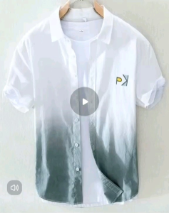 Japanese style gradient casual short-sleeved shirt mens summer thin new tie-dye half-sleeved shirt