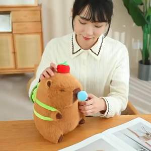 Gấu Bông CAPYBARA Tích Hợp Đội Hoa Quả Kèm Đeo Phụ Kiện (Balo/Bánh Mì) Chảy Mũi Cute