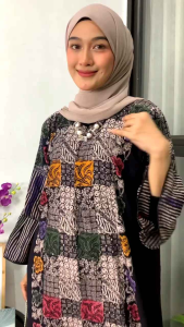 Gamis Multicolor Elegan Mewah Viral Kekinian / Gamis Batik Multi Colour Premium Rayon Super Duniatex Reslelting Depan Busui / Fashion Muslimah Long Dress Gamis Batik Premium Pekalongan Tradisional Handmade
