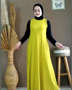 Clothinghasanah gamis Jersey manset daleman inner yukensi (kutung) bahan jersey super tebal adem lembut fashion muslim warna hitam SINGLET DALAMAN GAMIS TANPA LENGAN