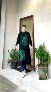 LONG TUNIK WANITA KAOS KOMBINASI LANICHA MIDI DRESS TERBARU PAKAIAN WANITA