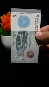 Koleksi Asing Polymer NICARAGUA 5 CINCO CORDOBAS 2019 Gress