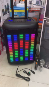 BRODU iKARAOKE BOX BTS-1809-Super Bass with Troley Dual 12 inch Portable Speaker for Smartphones and Audio Devices
