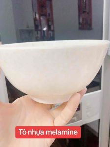 Tô tròn màu vân đá nhựa melamine Fataco Việt Nam Chén vân đá trắng - gia dụng Nari