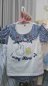 ชุดลูกสาว ปกบัว แขนตุ๊กตา ลายกระต่าย ผ้านิ่มเด้ง ใส่สบายค่ะ