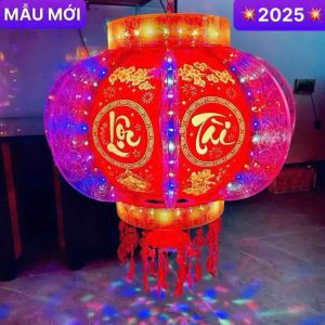 Đèn lồng điện tự xoay 360 độ / Lồng đèn xoay 3D trang trí tết 2024 chữ tiếng việt