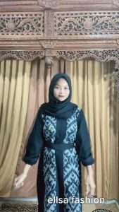 ellsa fashion- baju tenun ethnik batik premium kemeja pria slimfit dan belvia dress black wanita couplebaju kondanganbaju lebaranbaju muslimahbaju couple pasangan