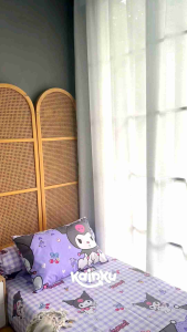 SPREI MOTIF KUROMI KAWAI UK 180X200 KING // 120X200 SINGLE // SPREI KUROMI VIRAL