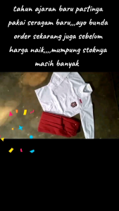 Seragam Sekolah Anak SD Perempuan: Kemeja Putih & Rok Panjang Rempel Merah