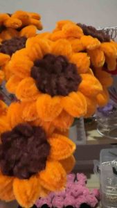 Fuzzy-wire Sunflower Stem Vibrant Orange & Brown for Home Decor & Craft Projects Soft Textured Artificial Flower