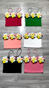 Áo dây thun borip đính hoa mặt cười