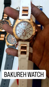 Jam Tangan Wanita Mewah Cantik Elegan Murah Tali Rubber Fashion Free Batre Bakureh Watch