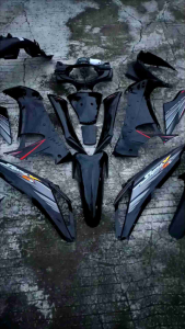 Cover Body Fullset Halus Kasar Honda Supra X 125 Lama 2005 s/d 2008 Warna Hitam Lis Stiker 2005