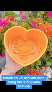 Khuôn làm bánh trung thu khuôn ép xôi hoa hồng đường kính 12-15cm