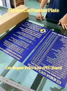 Signboard Car Repair Kos Membaiki Kereta&Motorsikal & Acc/Aircond Price List 2 IN ONE Premium Material PVC Board 汽车维修价钱表
