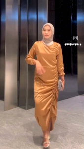 DRES SATIN SILK PREMIUM HALUS FULL SERUT & DRES KONDANGAN SIMPLE ELEGAN