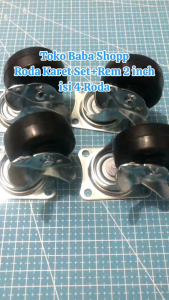 RODA TROLI BAHAN KARET HITAM 2 INCH HIDUP (4 PCS) BERKUALITAS