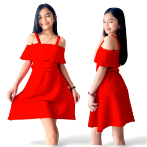 ASHLEE DRESS FOR KIDS / 8-12 YEARS OLD / BARK CREPE FABRIC