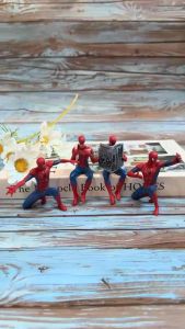 Mô hình Spider man Spiderman - Mô hình người nhện Avengers DC Marvel - Spiderman Người nhện đọc báo đeo balo ăn uống - Cao 6.5cm