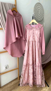 GAMIS ANAK BROKAT CANTIK 5-10 TAHUN WARNA DUSTY PINK LABELLA USHNA PINK PUTIH MAROON DUSTY PINK CANTIK ANGGUN GAMIS ANAK LABELLA
