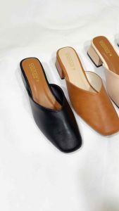 รองเท้าคัชชูเปิดส้น ทรงคลาสสิค พื้นสูง 1.5นิ้ว ใส่สบาย เท้าอวบ +1ไซส์