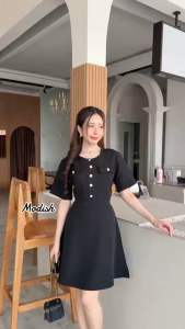 เดรสทำงาน แพทเทินสวยเป๊ะ แต่งกระเป๋า