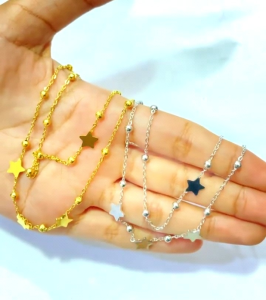 GELANG KAKI TITANIUM MODEL BINTANG DUA LAYER ANTI KARAT