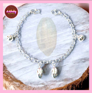 🌈AAbaby Galleries AA422 Original Baby Silver Anklet Bracelet Cocoa Bells & Round Bells(Rantai Kaki/Tangan/Gelang Kanak)