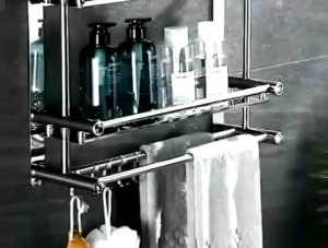 Rak Kamar Mandi Dinding Rak Bumbu Dapur Stainless Steel Rak Tempel Gantung Rak Handuk Dapat Dipasang