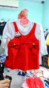 Dress Bayi Perempuan Import GAZELLE Baju Merah Putih Anak Bayi 6 bulan - 3 tahun