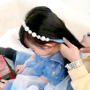 Băng đô cài tóc nữ bé gái đính hạt ngọc tạo kiểu thắt nơ dễ thương