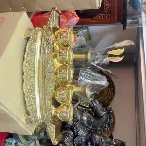 Bộ Khay 5 ly thờ cúng bằng đồng dài 35cm nặng 1.8kg