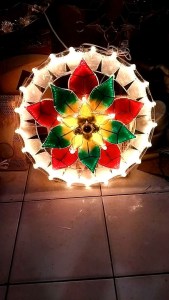 Ponsentia Emboss Capiz Parol All Led Lights 20 Inches - Flat Back 8 Sequence Christmas Decoration