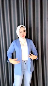 BLAZER SCUBA PREMIUM MODEL KERAH PANJANG// BLAZER LONG SCUBA KERAH TANPA KANCING