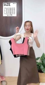 🌷 NIDA CROP เสื้อครอปแขนกุดผ้า ไหมพรมเนื้อนูนิ่ม ใส่สบาย น่ารักมาก