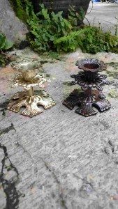 Tempat Lilin Aluminium Cabang Motif Karawang Ukir 1 pcs