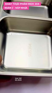 🅾️ KHAY THỰC PHẦM 2 NGĂN NẮP NHỰA / KHAY CƠM  NGĂN 2 SÂU LÒNG  INOX 304