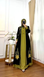 Gamis ceruty bordir premium | Bahjatina dress kombinasi mewah dan elegant | Gamis maxy abaya ukuran standar | Gamis kasual pesta terbaru termurah