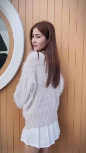 Oxy shop🔺เสื้อสเวตเตอร์ไหมพรมขนมิ้งระบายแขนกันหนาว เนื้อนิ่มใส่ สบาย ให้ความอบอุ่นได้ดี น่ารักสไตล์เกาหลี