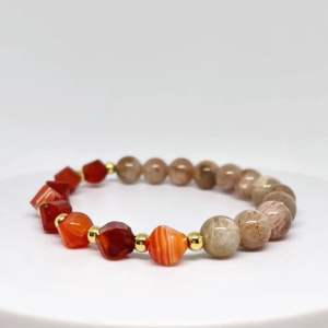 MEG Solar Ember Flow Sunstone Carnelian Beaded Bracelet