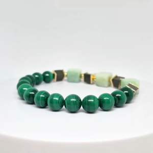 MEG Verdant Geometric Core Bracelet Malachite Pyrite Green Aventurine