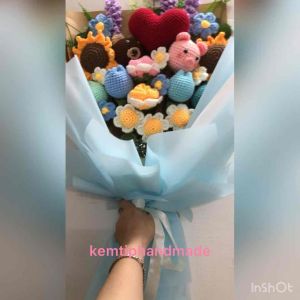 Bó hoa len lớn nhiều loại trái tim hướng dương tulip heo gấu