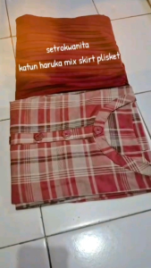 SETELAN WANITA ROK PLISKET MIX TUNIK KATUN HARUKA