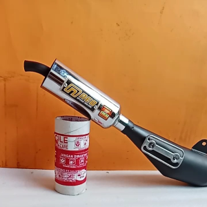 Knalpot Motor Suzuki Crystal Biasa Suara Type Standar Racing Gembung Hitam