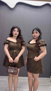 Set Chân Váy Bigsize 50-90KG Dễ Thương Năng Động Đi Làm Đi Tiệc Đi Chơi - S139 - Ú Xinh Store(Set Kaki Ruby Khuy Cài)