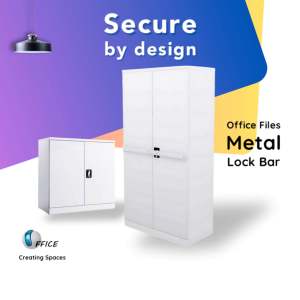 Metal Filing Cabinet | Steel Office Cupboard | With Security Lock Bar | Optional Wheels | Filing | Finance | Light Duty