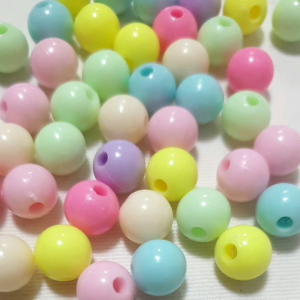 ลูกปัดกลม สีพาสเทล (50 เม็ด) ลูกปัด DIY คละสี