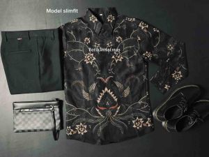 SULTAN Kemeja Batik Solo Pria Lengan Panjang Slimfit Katun Sanforis Lapis Furing
