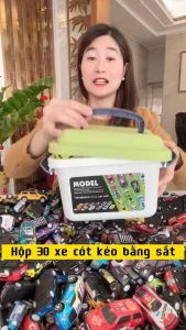 Sét 30 xe Ô Tô Đồ Chơi Hợp Kim Cho Bé (Tặng Thùng Nhựa). Xe Đua Chạy Đà Chất Liệu Hợp Kim